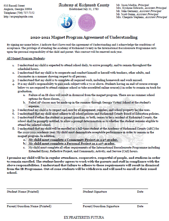 Magnet Program Agreement of Understanding 